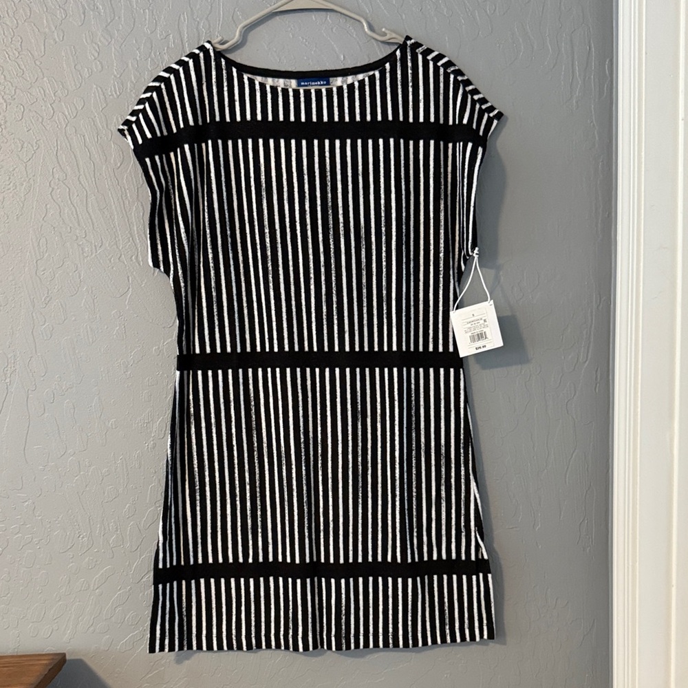 Marimekko Black and White Striped Coverup